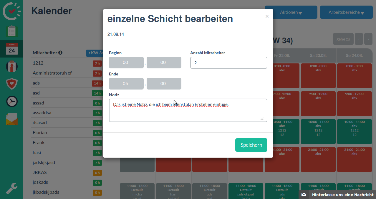 Dienstplan erstellen Online mit Papershift